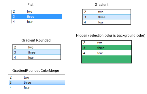 listView selection styling