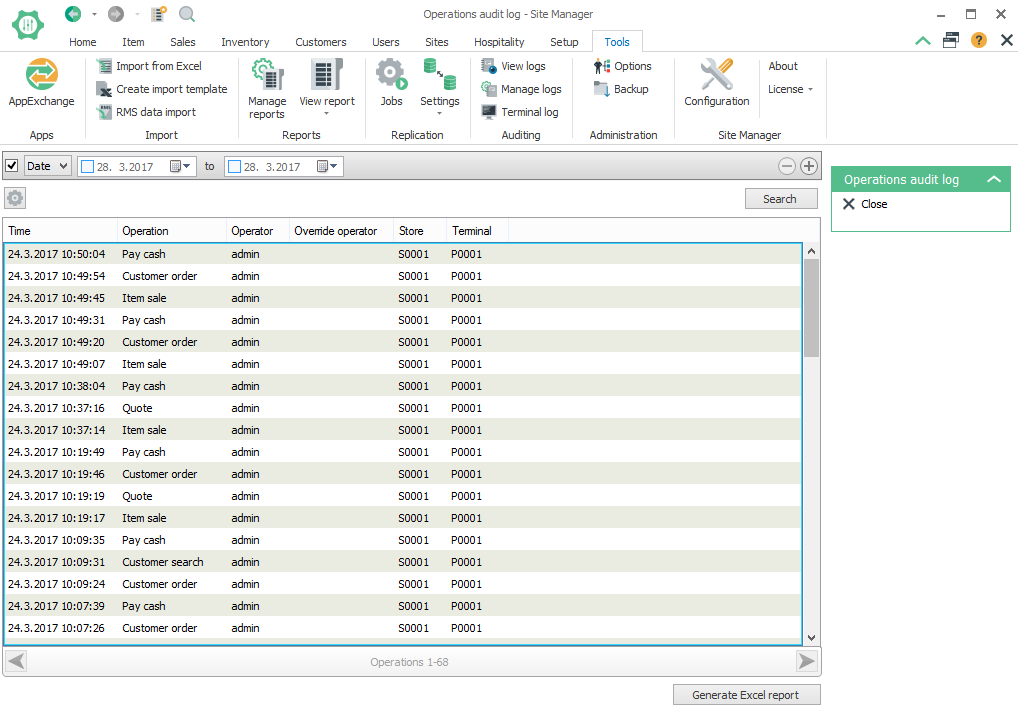 Pos Excel Template